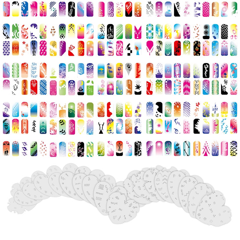 Custom Body Art Airbrush Nail Stencils - Nail Art Stencils Series #14: 320 Unique Designs from 20 Individual Templates - Image 1